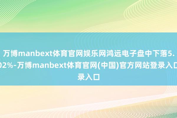万博manbext体育官网娱乐网鸿远电子盘中下落5.02%-万博manbext体育官网(中国)官方网站登录入口