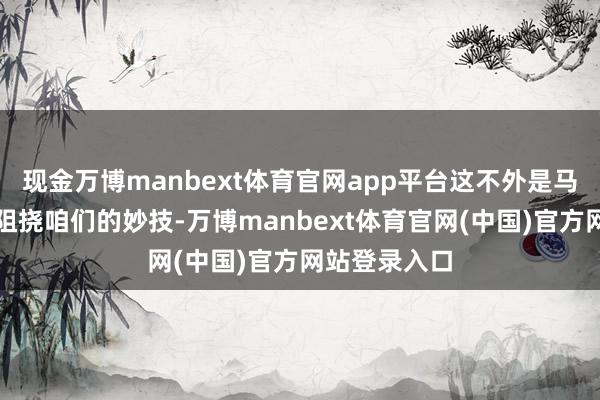 现金万博manbext体育官网app平台这不外是马斯克又一次阻挠咱们的妙技-万博manbext体育官网(中国)官方网站登录入口